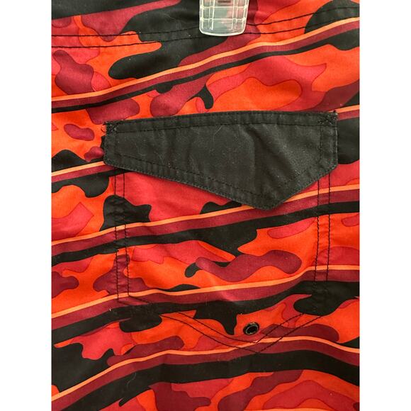 Joe Boxer Red/Orange Camo Stripes Quick Dry Board Shorts Swim Trunks 36 " EUC - Picture 5 of 10